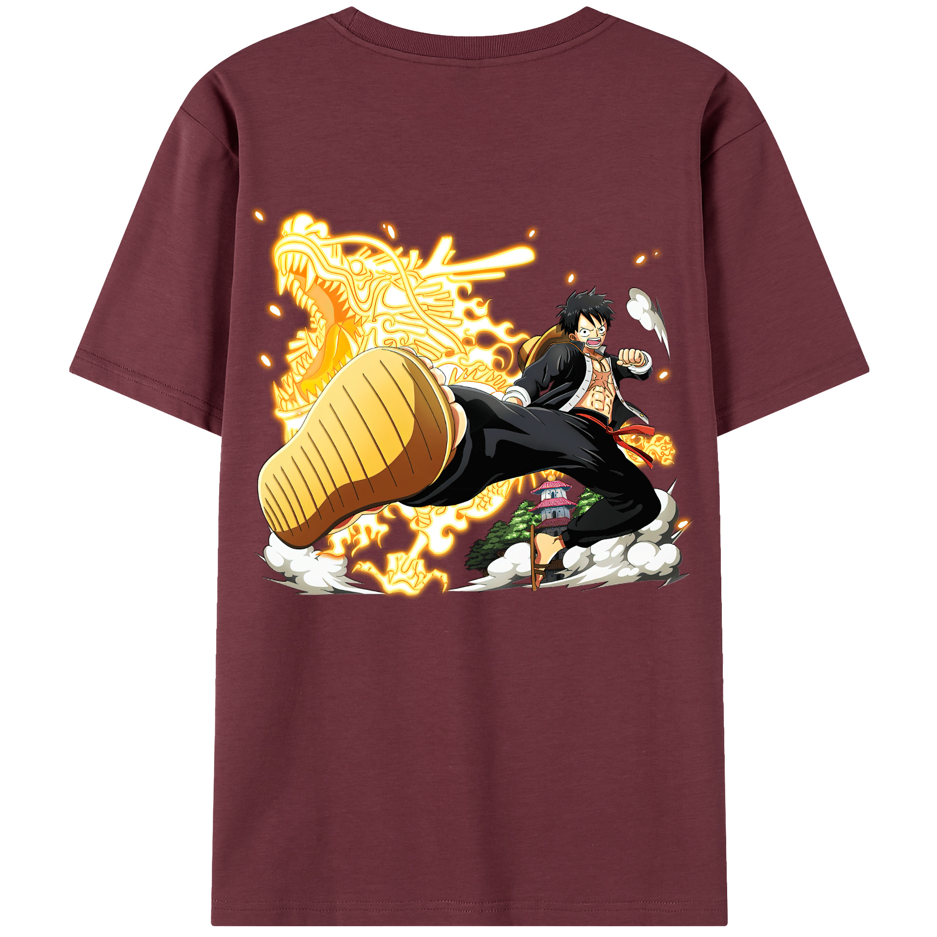 ワンピース モンキー・D・ルフィ ONE PIECE Monkey D. Luffy 綿100％半袖Tシャツ（背面プリント）